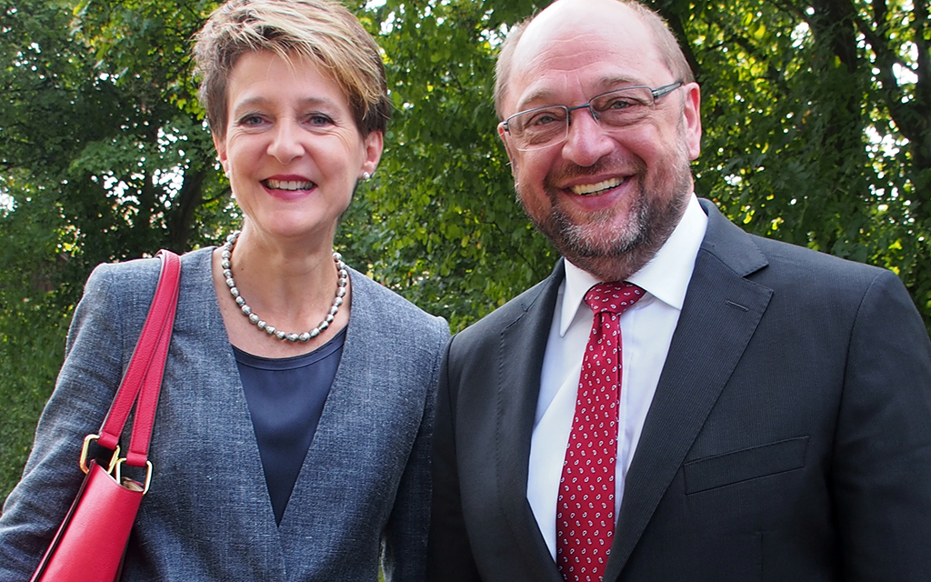 Bundespräsidentin Simonetta Sommaruga und Martin Schulz, Präsident des Europäischen Parlamentes