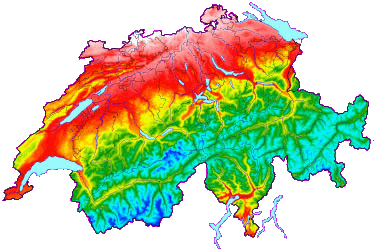 Mappa delle zone di gravità della Svizzera